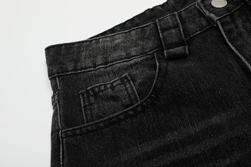 Wijde Paneel Denim Short