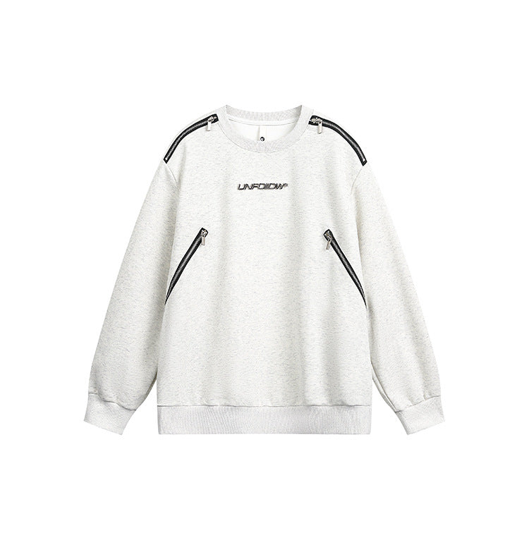 Zip Detail Crewneck
