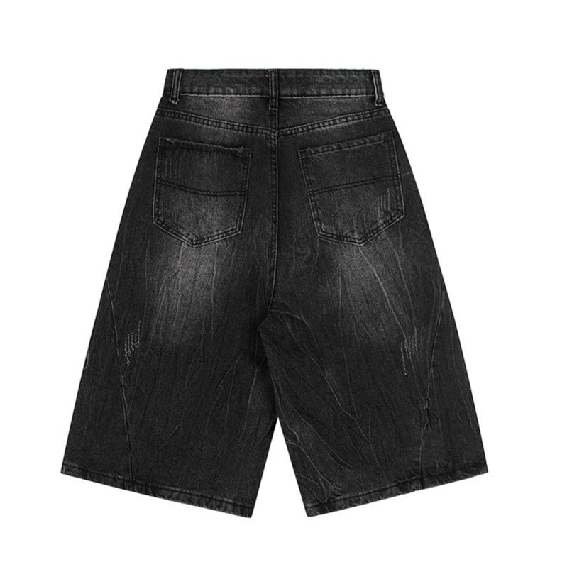 Wijde Paneel Denim Short