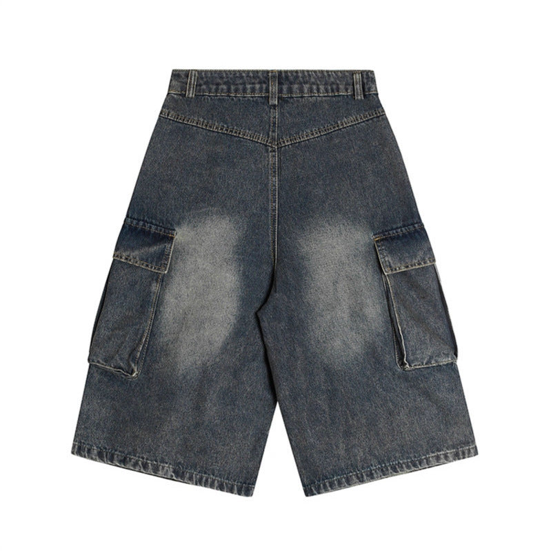 Distressed Cargo Denim Short
