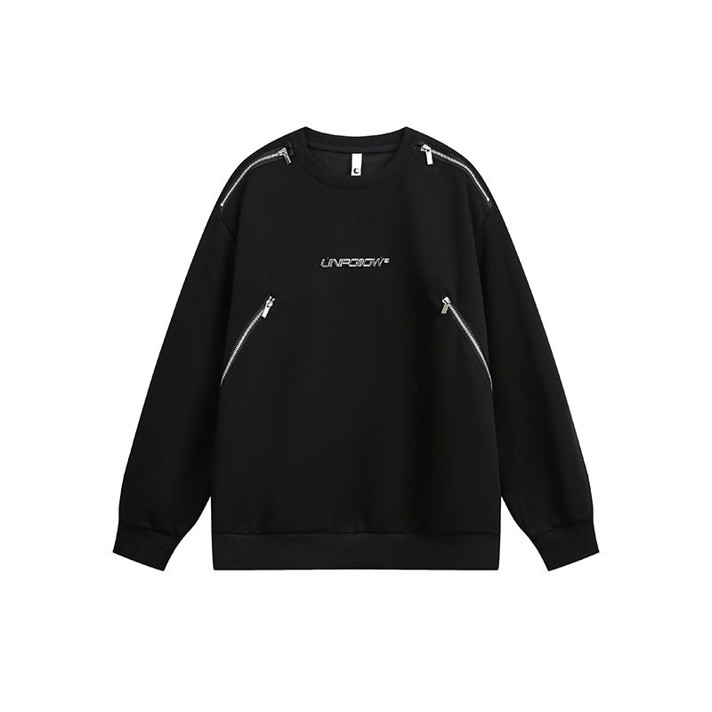 Zip Detail Crewneck