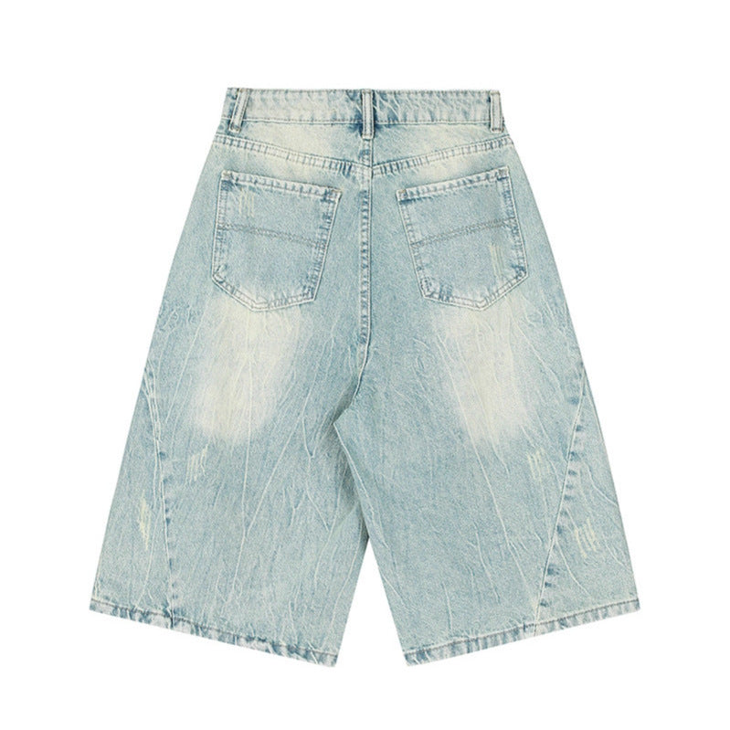 Wijde Paneel Denim Short