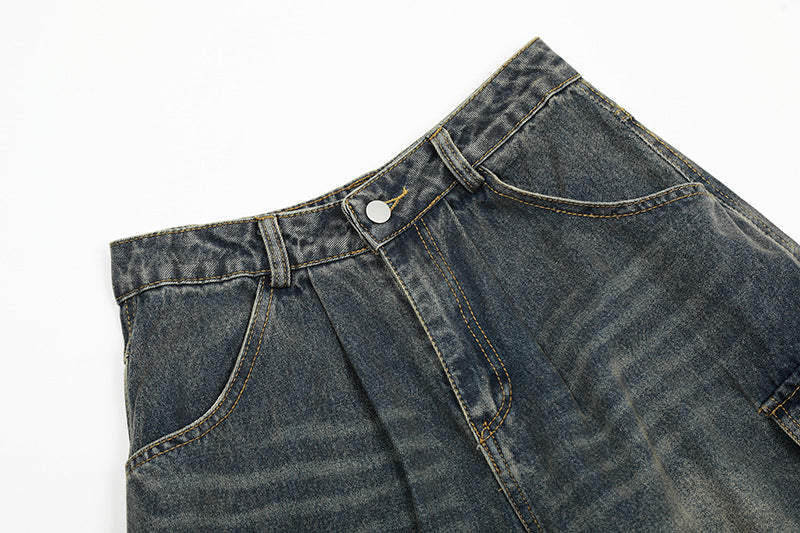 Distressed Cargo Denim Short