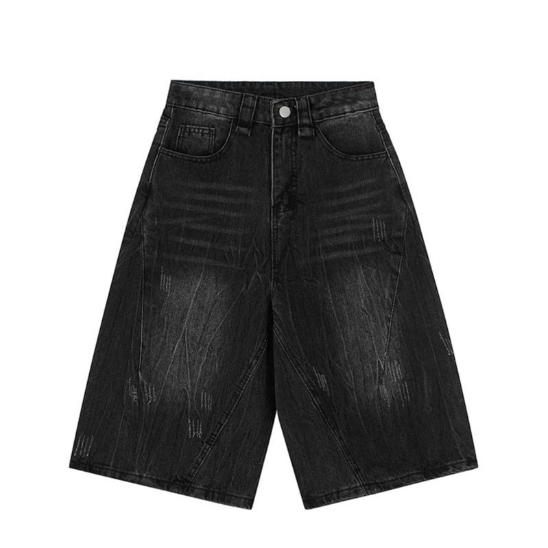 Wijde Paneel Denim Short