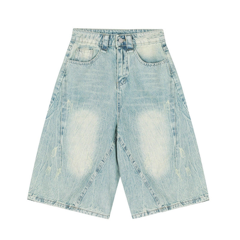 Wijde Paneel Denim Short
