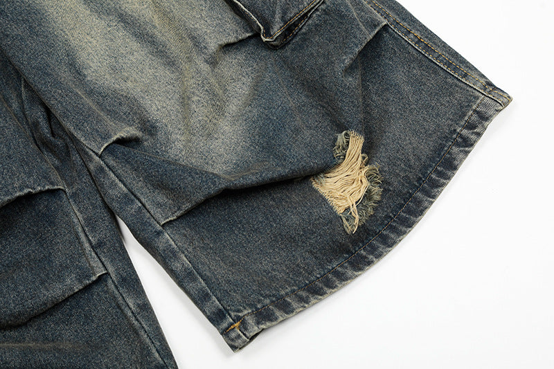 Distressed Cargo Denim Short