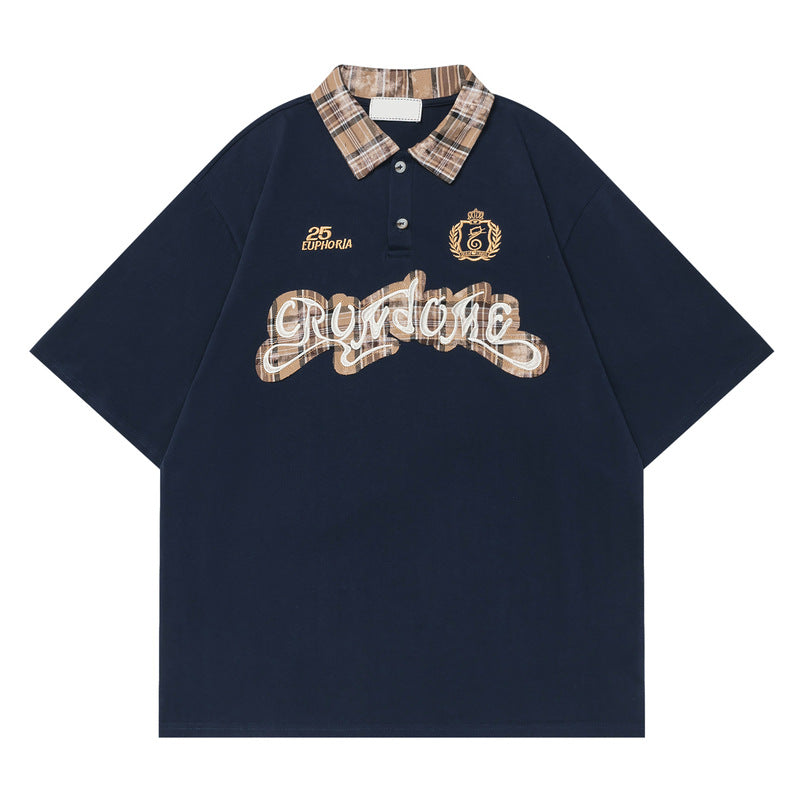 Navy Check Collar Polo