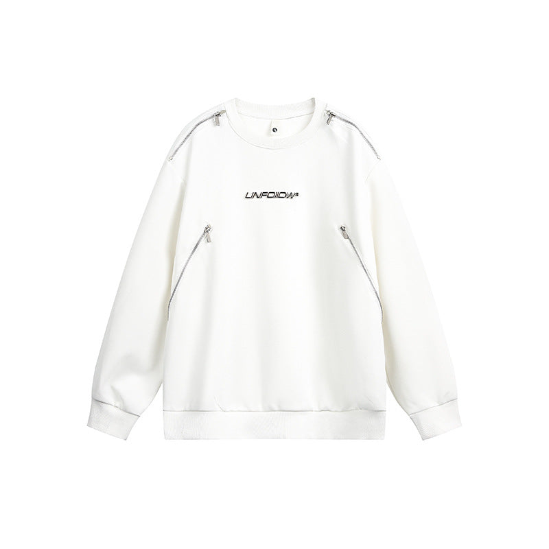 Zip Detail Crewneck